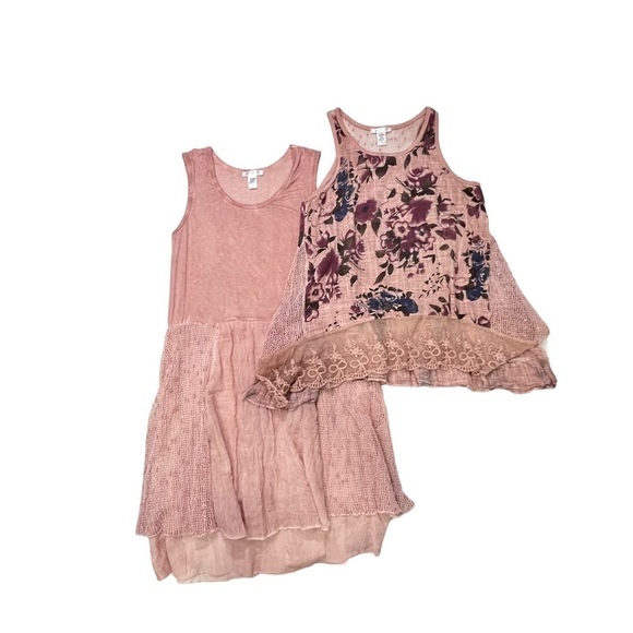 VASNA Lace Shift Dress Sm Boho Lagenlook Layered Flowy Mesh Pink Blue Floral - Picture 4 of 17